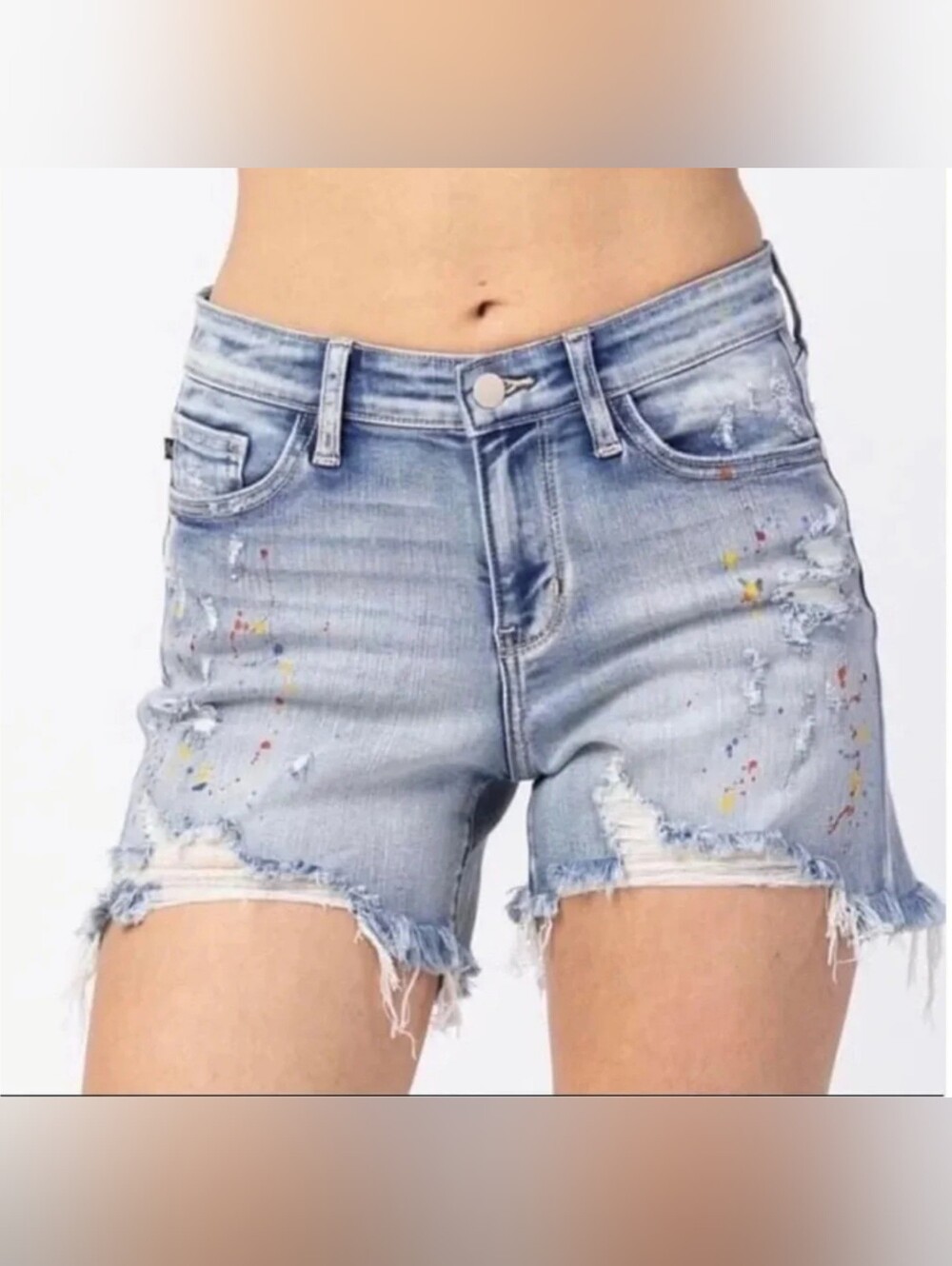 **NWT** Judy Blue High Rise Paint Splatter Destressed Shorts 1XL